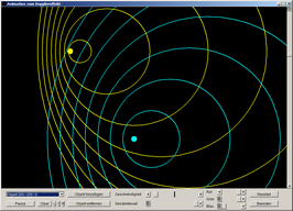 Screen shot of the program Doppler (two objects)